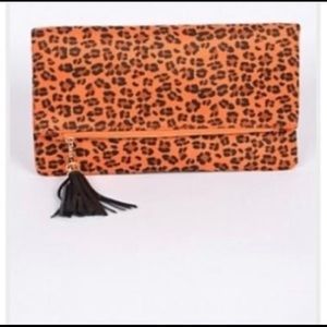 New Orange cheers print clutch with chain.